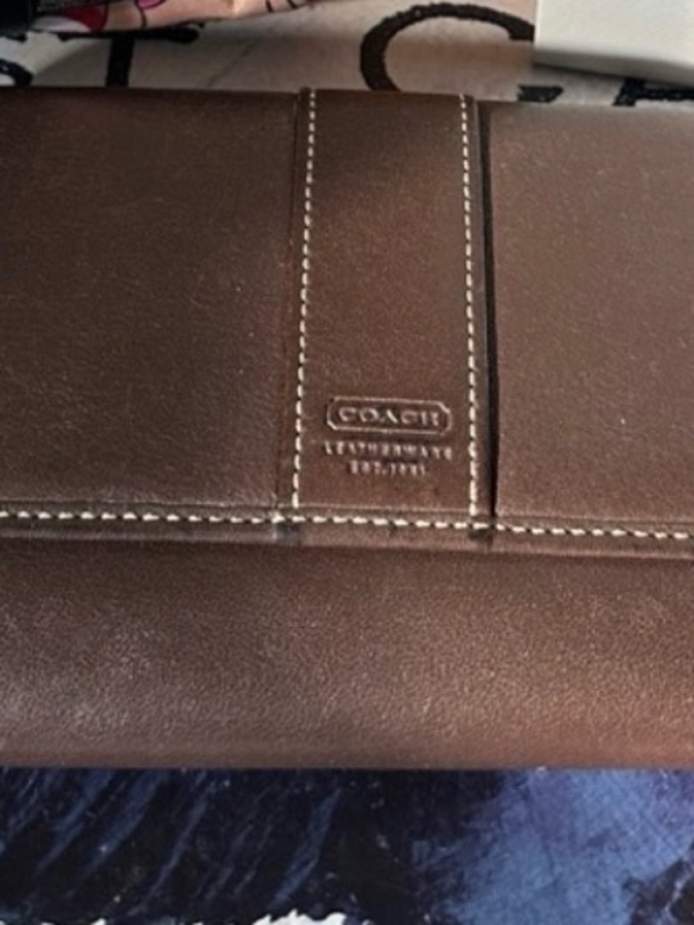 COACH Brown Leather Crossbody Bag with Contrast Stitching
